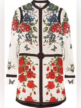 Alexander McQueen Ivory Long Sleeve Floral Dress